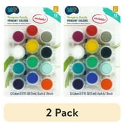 2 pack Hello Hobby Washable Primary Colors Tempera Paints & Mini Paintbrush, 12 Colors
