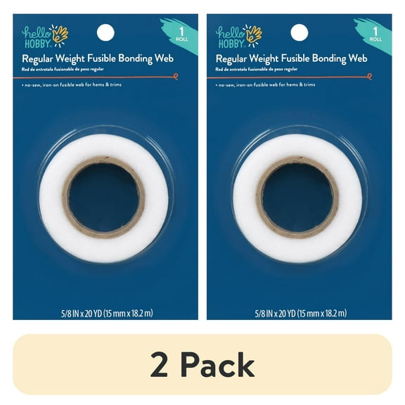 (2 pack) Hello Hobby White Regular Weight Iron-on Sewing Fusing Web, 20 Yards