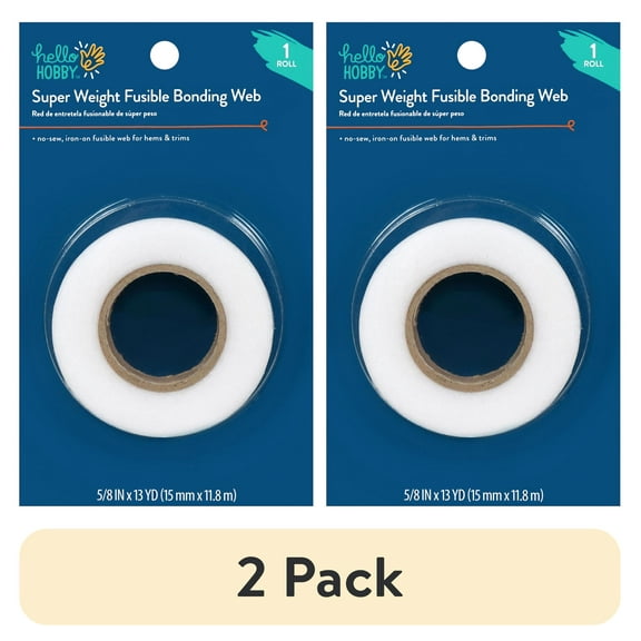 (2 pack) Hello Hobby White Super Weight Iron-on Sewing Fusing Web, 13 Yards