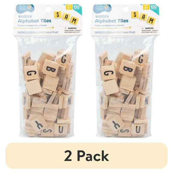 (2 pack) Hello Hobby Wooden Alphabet Tiles (100 Pieces)