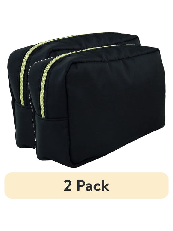 (2 pack) Hello Hobby Zippered Customizable Nylon Storage Bag, Medium, Black