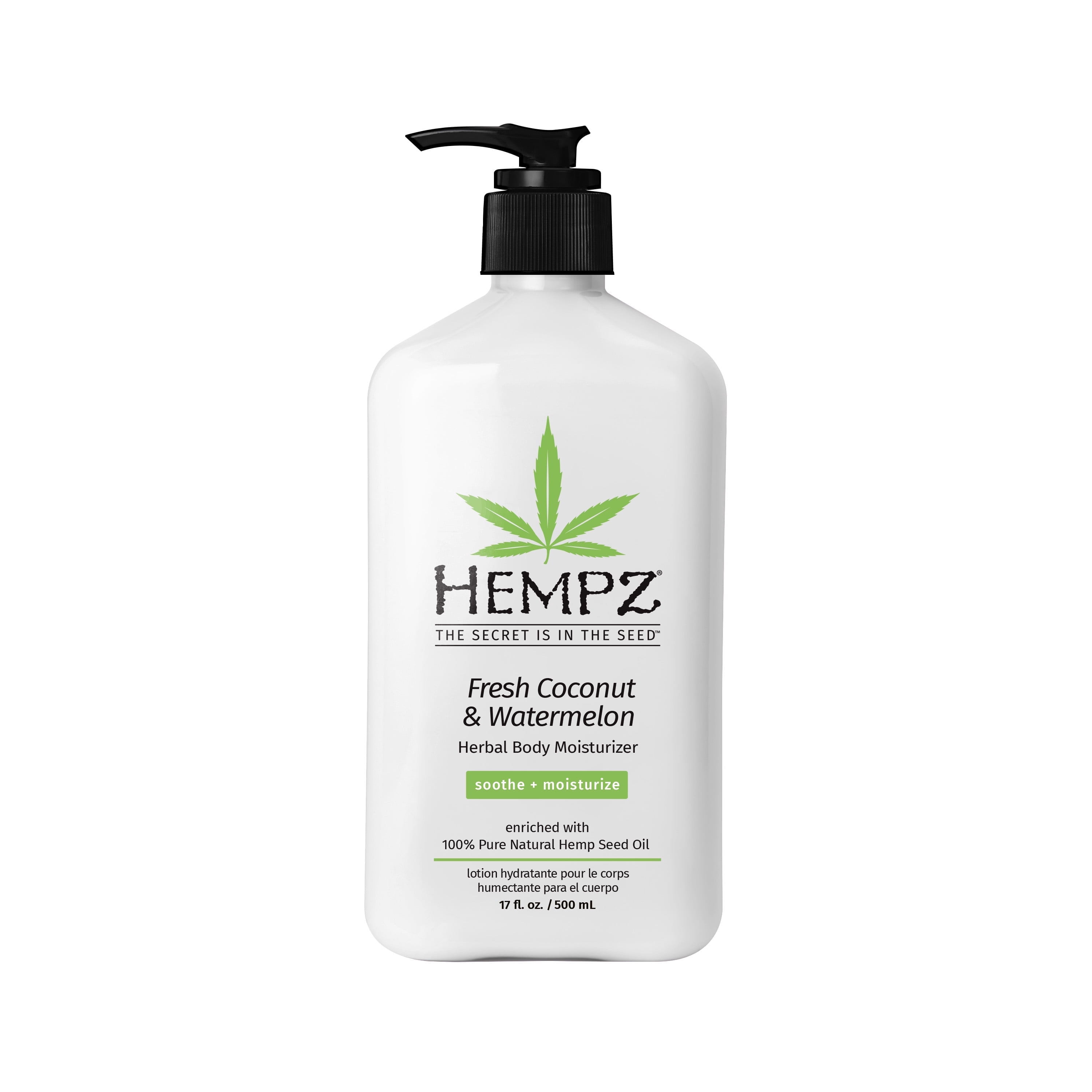 (2 pack) Hempz Fresh Coconut & Watermelon Herbal Body Moisturizer Lotion for Dry Skin, 17 fl oz