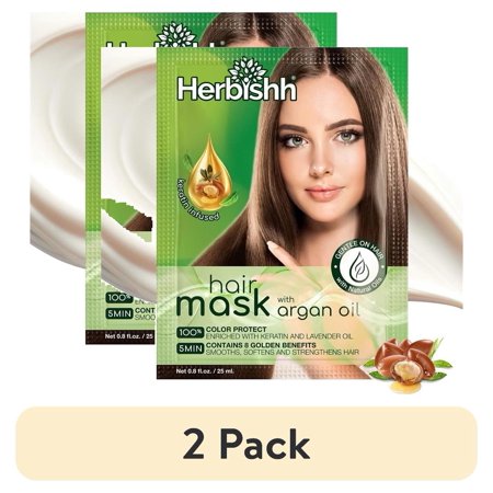 (2 pack) Herbishh Argan Hair Mask-Deep Conditioning & Hydration For Healthier Looking Hair-25gm for very Dry, Weak, Stressed Out Hair, No Sulphates, No Parabens