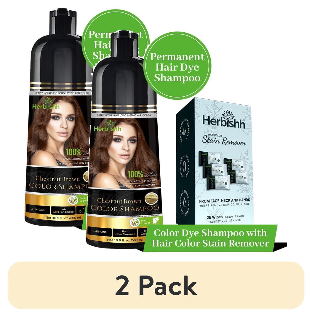 (2 pack) Herbishh Hair Color Shampoo For Gray Hair – Chestnut Brown ...