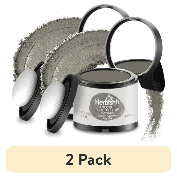(2 pack) Koloret Root Touch Up Powder– Gray Powder for Women & Men, Instant Root Cover Up for Gray Coverage, Hairline Concealer for Thinning Hair & Bald Spots, Water-Resistant & Smudge-Proof, 4g