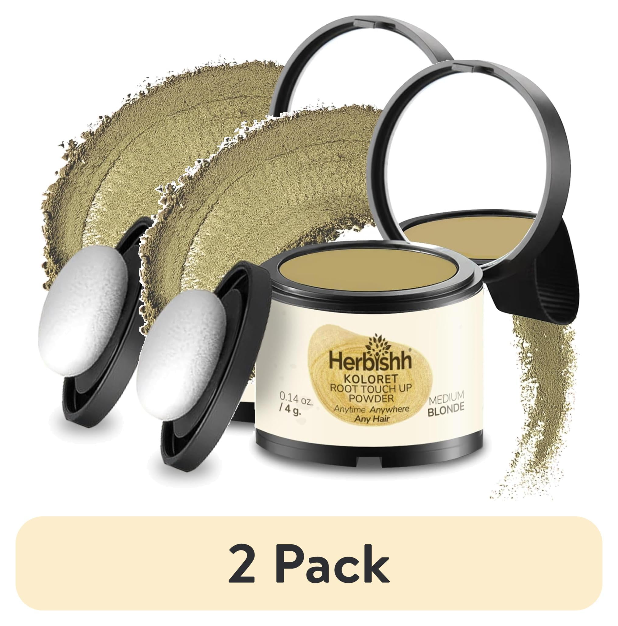 (2 pack) Koloret Root Touch Up Powder– Medium Blonde Powder for Women & Men, Instant Root Cover Up for Gray Coverage, Hairline Concealer for Thinning Hair & Bald Spots, Water-Resistant & Smudge-Proof, 4g