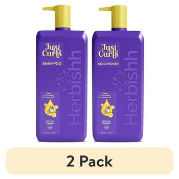 (2 pack) Herbishh Just Curls Coconut & Avocado Oil Infused Curly Hair Shampoo And Conditioner Set, Sulfate-free Vegan Kit For Curly Hair Care Women & Men Wavy, Curly Hair Products For Nourished Smooth Hair