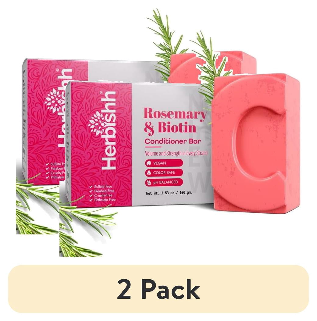 (2 pack) Herbishh Rosemary Conditioner Bar for Hair Growth, Volumizing Solid Conditioner, Strengthening Biotin Bar, Cleansing Soap for Women & Men, Ideal for Curly & Straight Hair Vegan & Sulfate-Free 3.53 oz