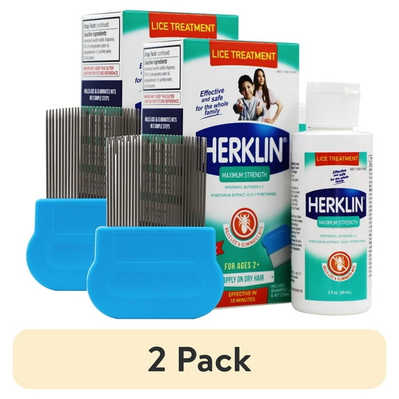 (2 pack) Herklin Head Lice Treatment Shampoo, Prevents Lice, Eliminates Nits, All Hair Types, 2 Fo 1 Pack