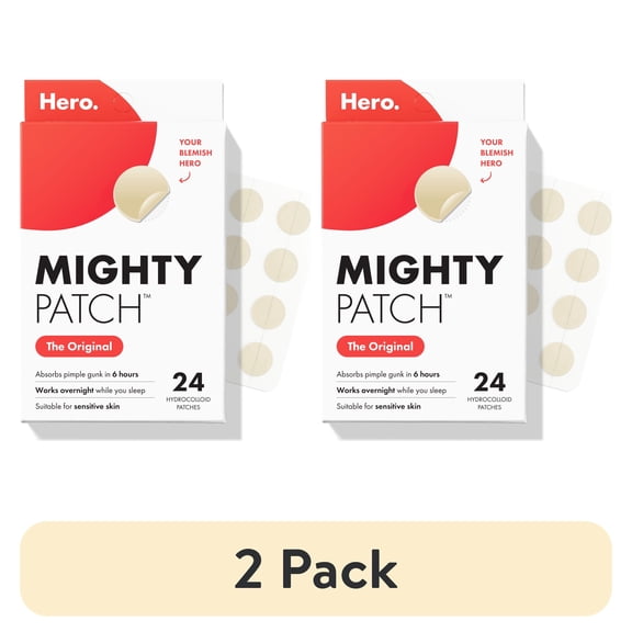 (2 pack) Hero Cosmetics Mighty Patch Original Hydrocolloid Acne Patch, 24 Count