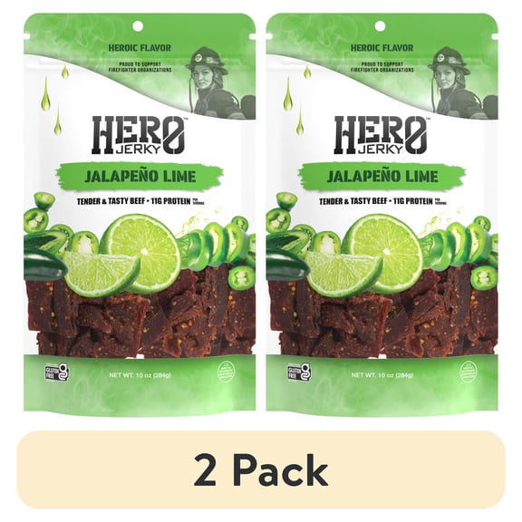 (2 pack) Hero Jalapeno Lime Beef Jerky 10oz Resealable Bag