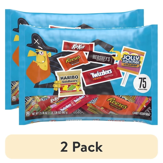 (2 pack) Hershey Miniatures Assorted Flavored Halloween Candy, Bag 23.36 oz, 75 Pieces