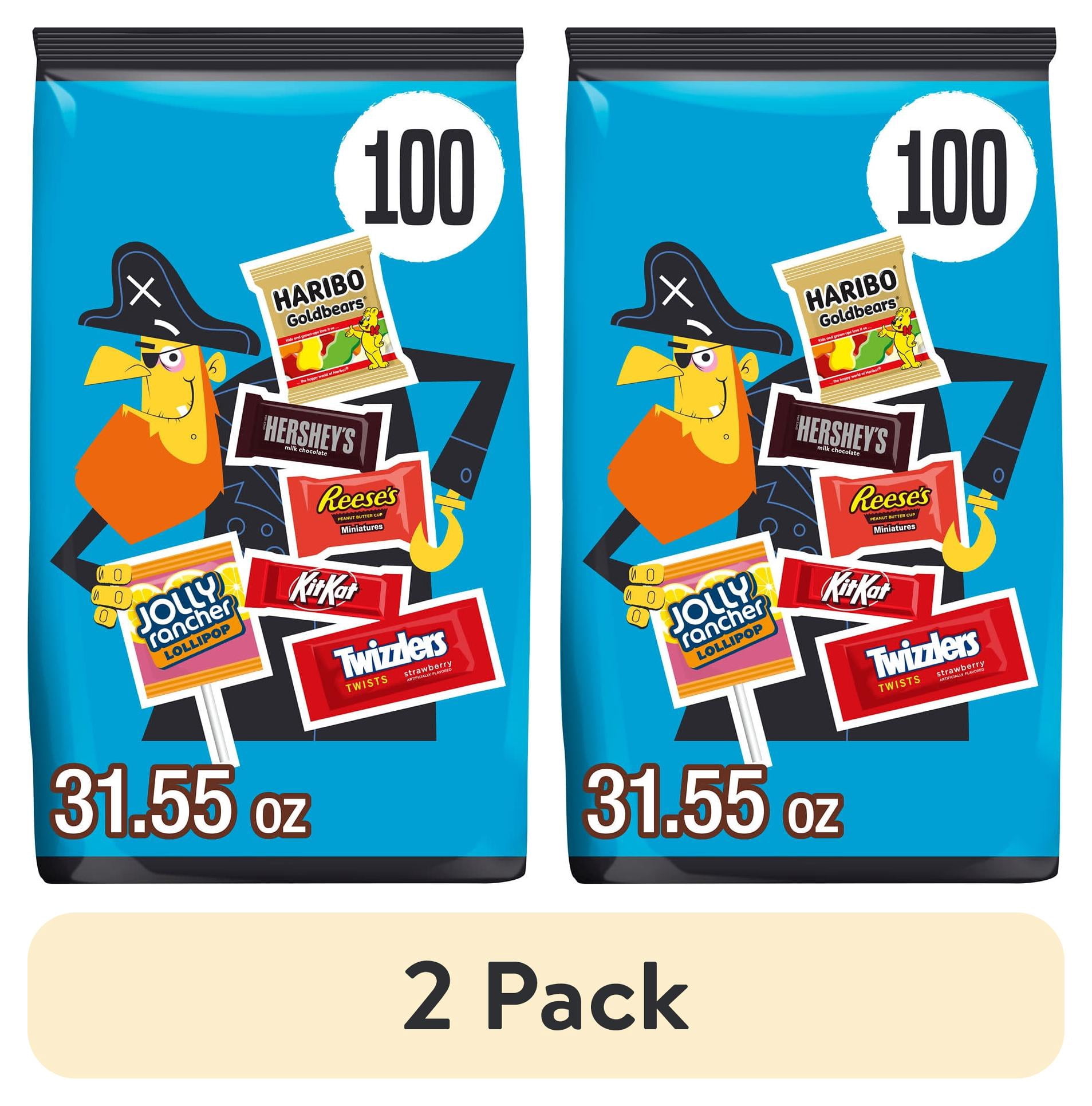 (2 pack) Hershey Miniatures Assorted Flavored, Halloween Candy Bulk Bag, 31.55 oz (100 Pieces)