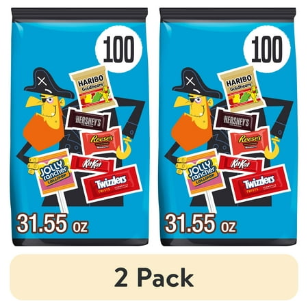 (2 pack) Hershey Miniatures Assorted Flavored Halloween Candy, Bulk Bag 31.55 oz, 100 Pieces
