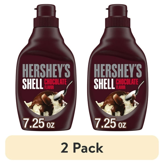 (2 pack) Hershey's Chocolate Flavored Shell Topping, Bottle 7.25 oz