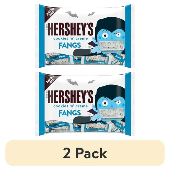 (2 pack) Hershey's Cookies 'n' Creme Fangs Halloween Candy, Jumbo Bag 16.2 oz