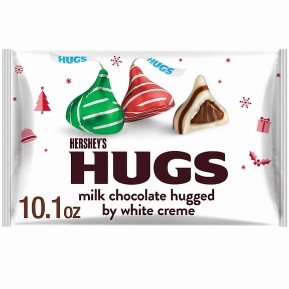 (2 pack) Hershey's Hugs Milk Chocolate and White Creme Christmas Candy, Bag 10.1 oz