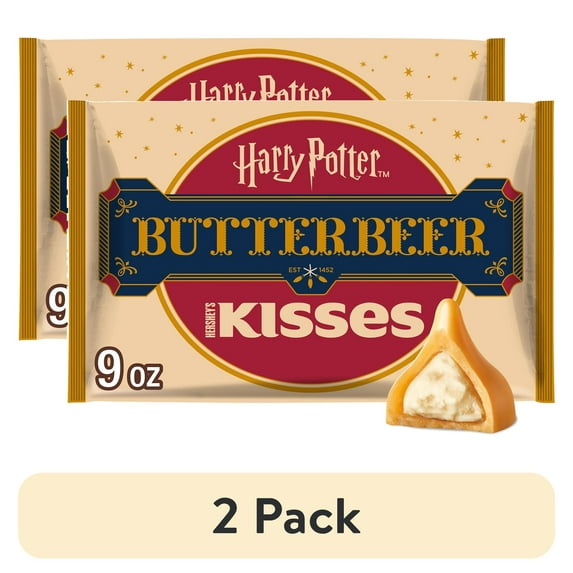 (2 pack) HERSHEY'S KISSES Butterbeer Flavored, Easter Candy Bag, 9 oz