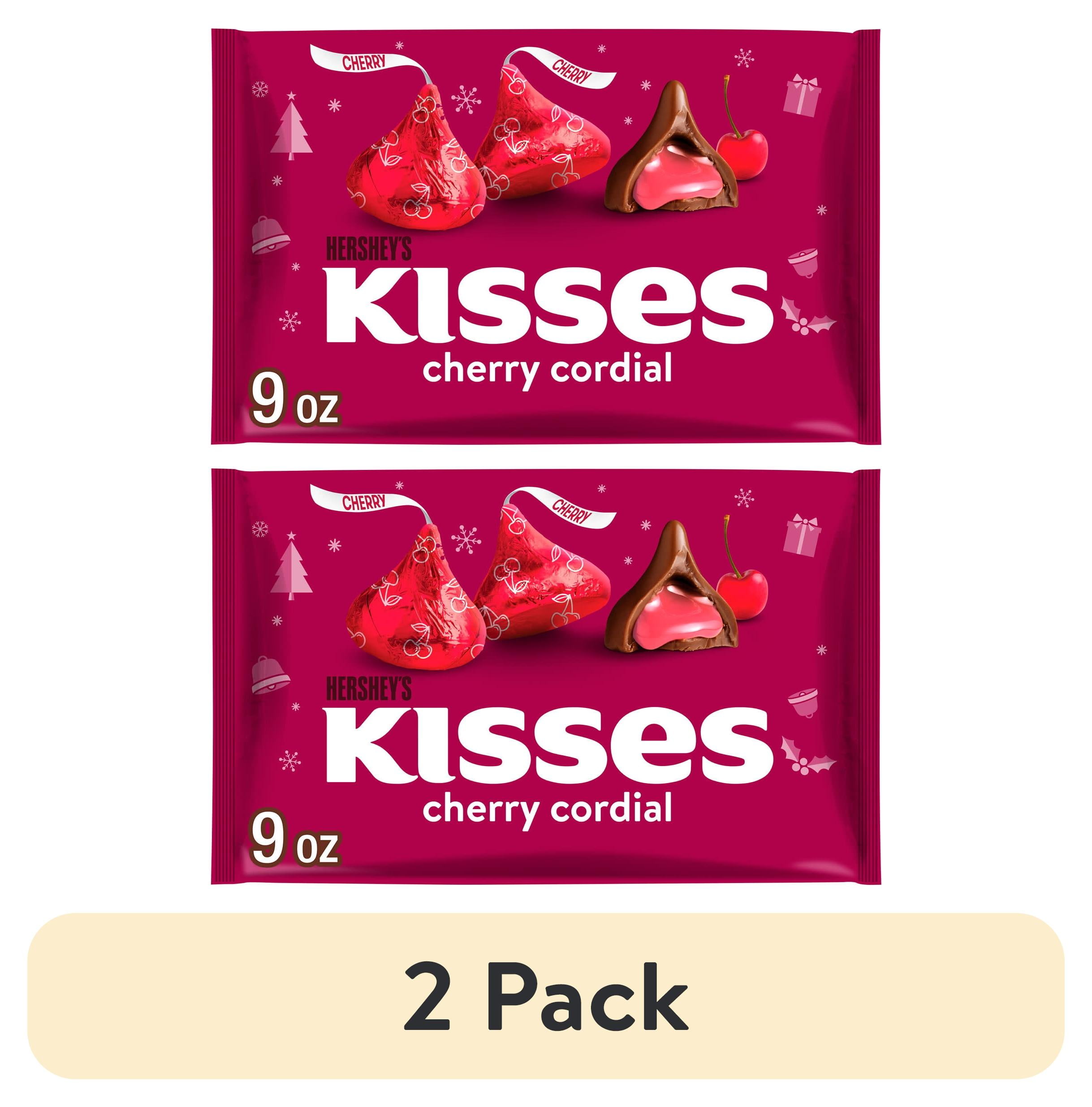 (2 pack) Hershey's Kisses Cherry Cordial Flavored Christmas Candy, Bag 9 oz