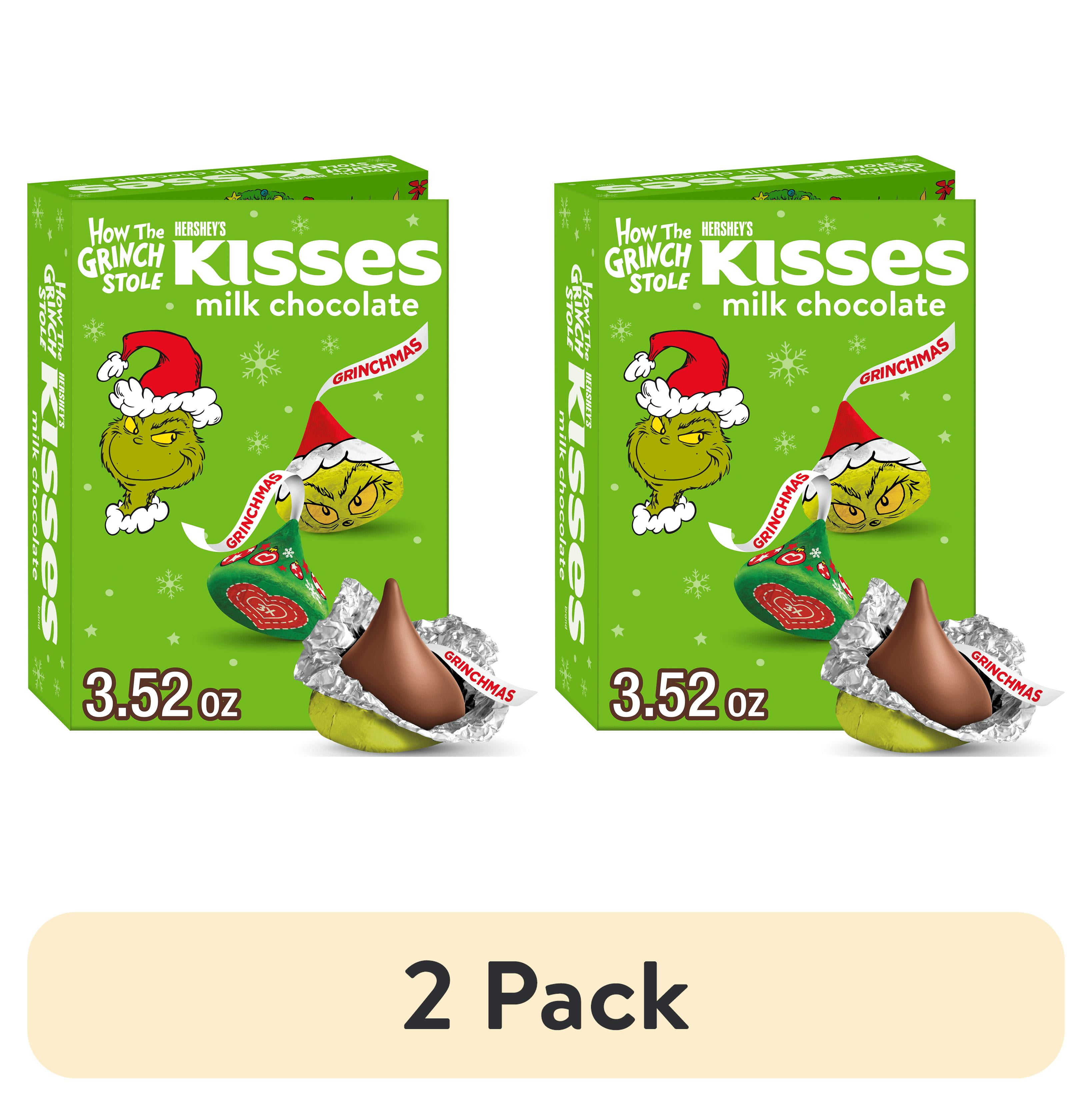 (2 pack) Hershey's Kisses Grinch Milk Chocolate Christmas Candy, Gift Box 3.52 oz