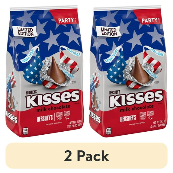 (2 pack) Hershey's Kisses Milk Chocolate Candy, Bulk Bag 34.1 oz