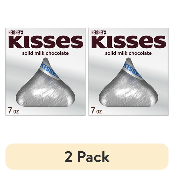 (2 pack) Hershey's Kisses Solid Milk Chocolate Candy, Gift Box 7 oz