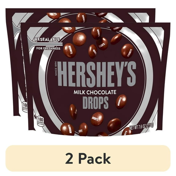 (2 pack) Hershey's, Milk Chocolate Drops Candy, 7.6 oz, Resealable Bag