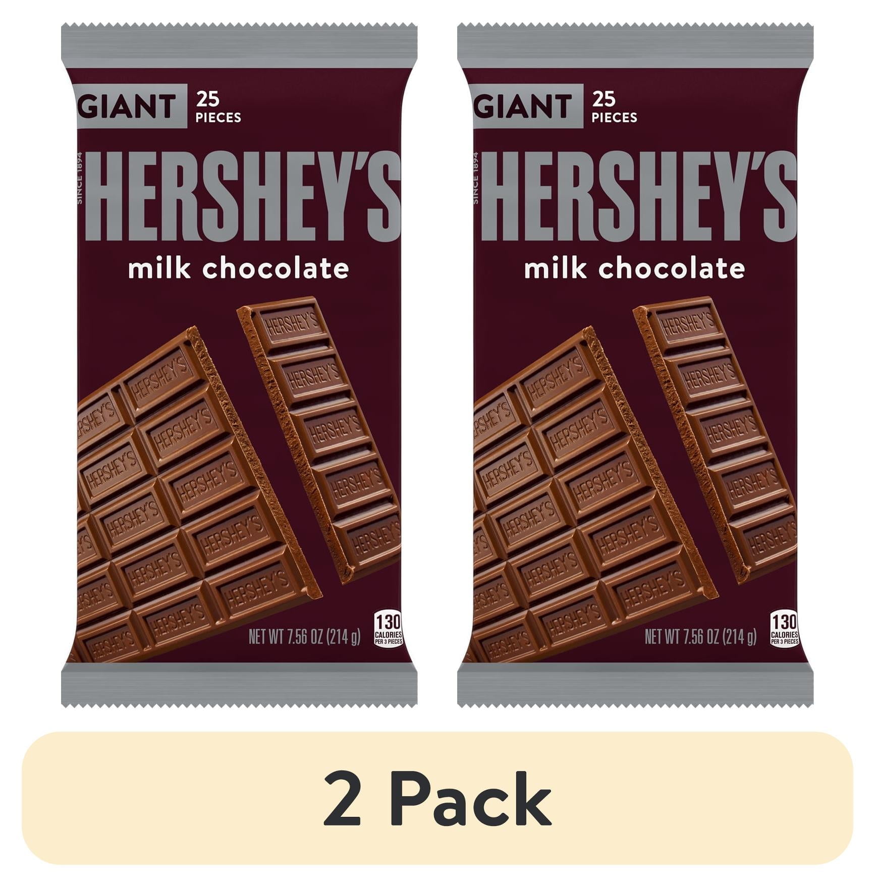 (2 pack) Hershey's Milk Chocolate Giant Candy, Bar 7.56 oz, 25 Pieces