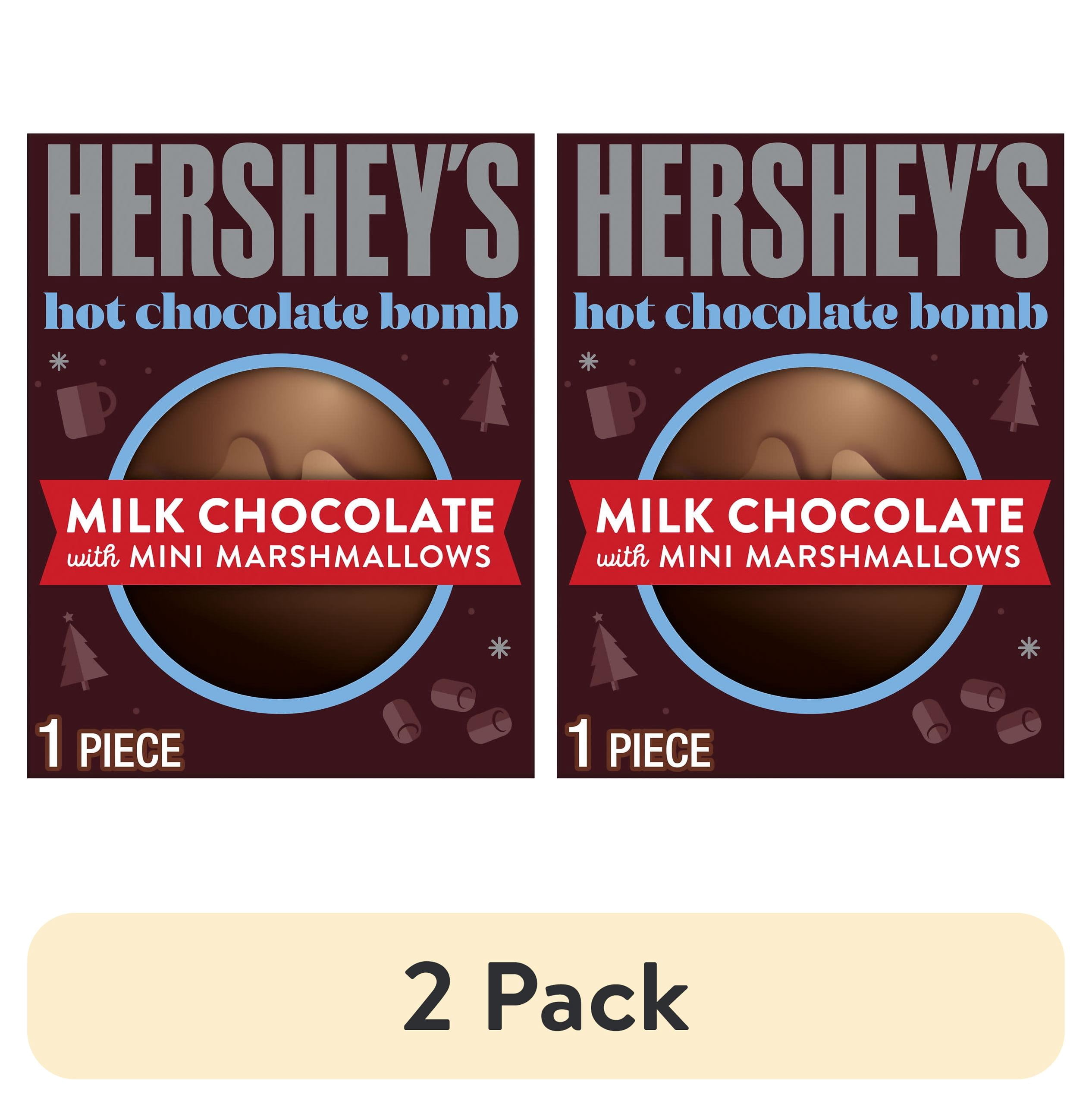 (2 pack) Hershey's Milk Chocolate with Mini Marshmallows Christmas Hot Chocolate Bomb Stocking Stuffers for Kids, Gift Box 1.25 oz