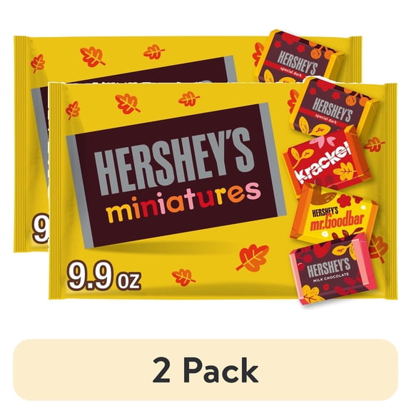 (2 pack) Hershey's Miniatures Assorted Chocolate Halloween Candy, Bag 9.9 oz