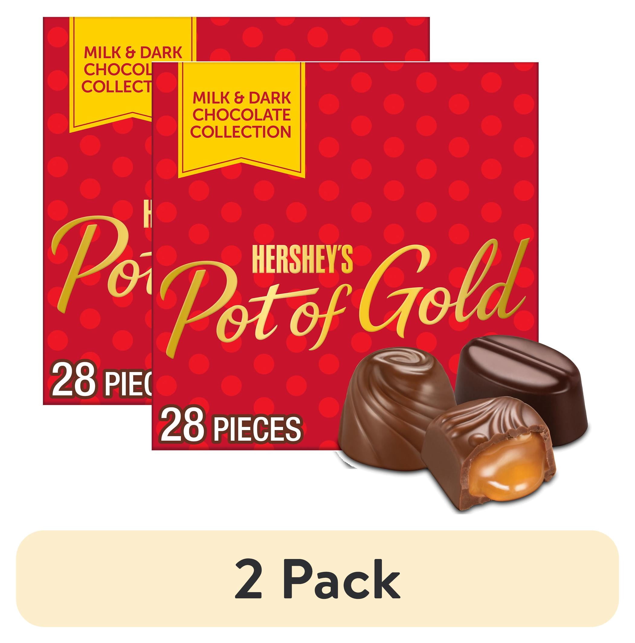 (2 pack) Hershey's Pot of Gold Assorted Milk and Dark Chocolate Christmas Candy, Gift Box 10 oz, 28 Pieces