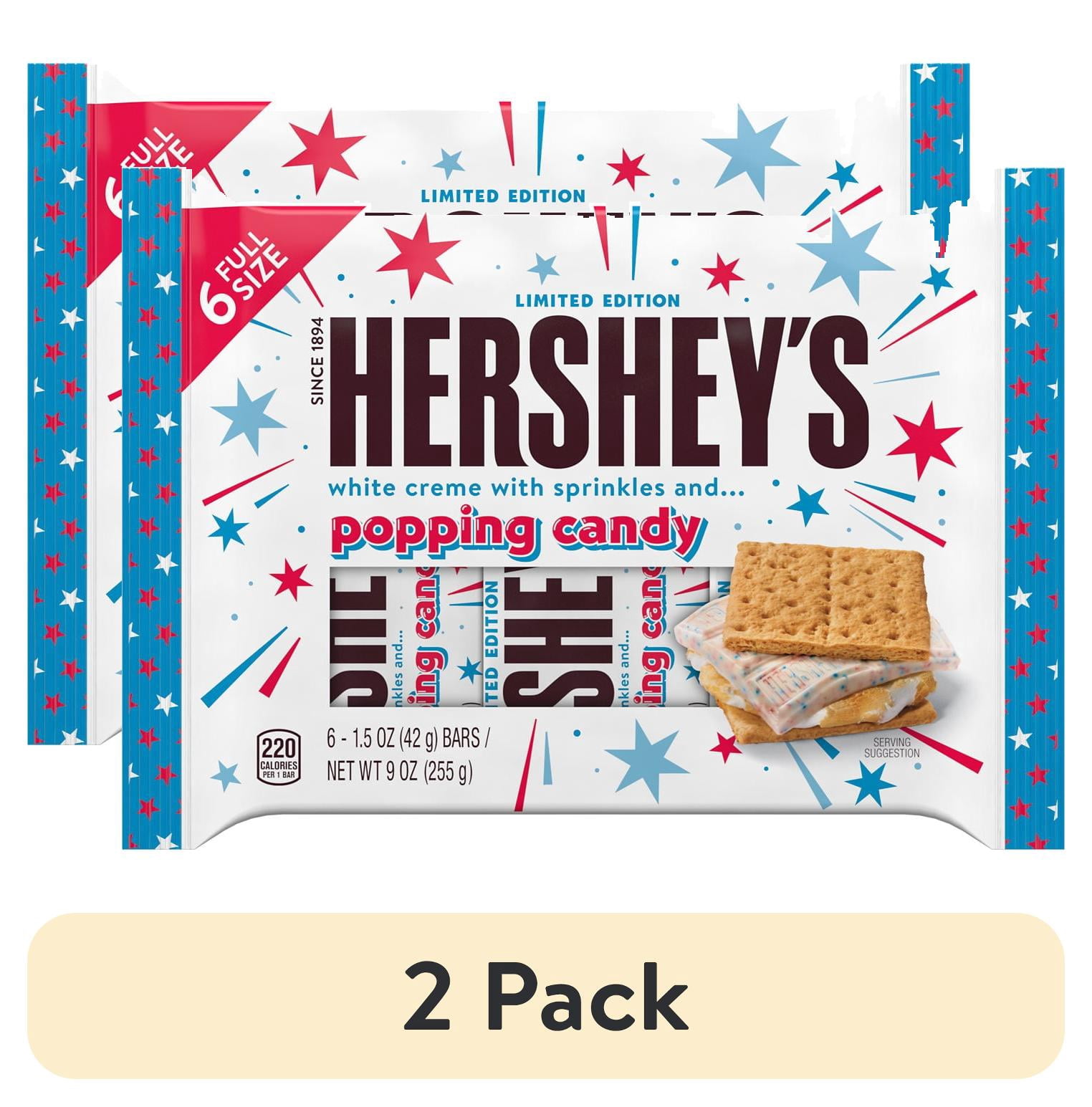 (2 pack) Hershey's White Creme with Sprinkles and Popping Candy Candy, Bars 1.5 oz, 6 Count