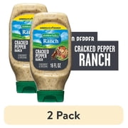 (2 pack) Hidden Valley Cracked Pepper Ranch Dip Sauce Condiment & Dressing, 16 fl oz Squeeze Bottle