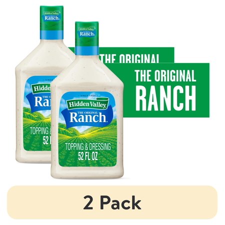 (2 pack) Hidden Valley Original Ranch Salad Dressing & Topping, Gluten Free, Keto-Friendly, Bulk Food, 52 fl oz Bottle
