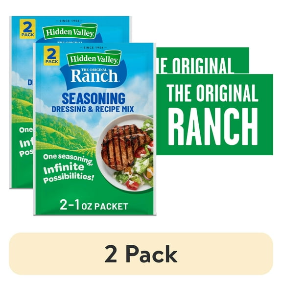 (2 pack) Hidden Valley Gluten Free Original Ranch Salad Dressing and Seasoning Mix, 1 oz, 2 pack