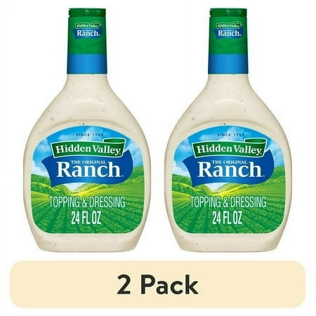 (2 pack) Hidden Valley Original Ranch Salad Dressing and Topping, 24 fl oz Easy Squeeze Bottle
