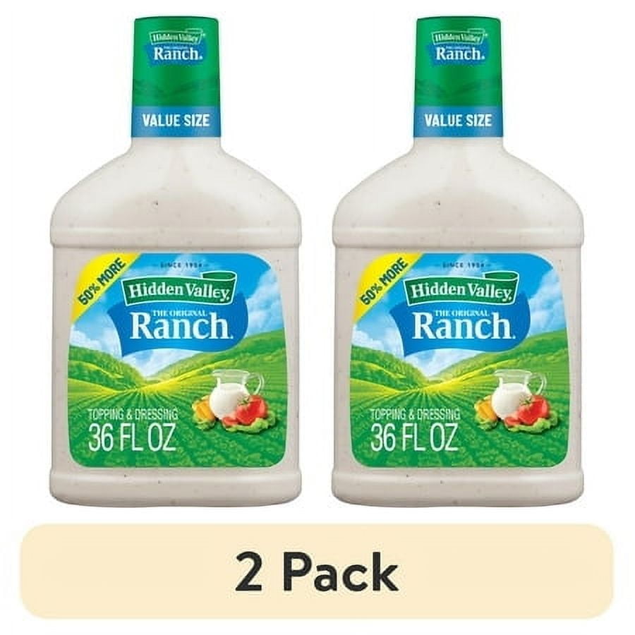 (2 pack) Hidden Valley Gluten Free Keto-Friendly Original Ranch Salad Dressing and Topping, 36 Fl Oz Bottle