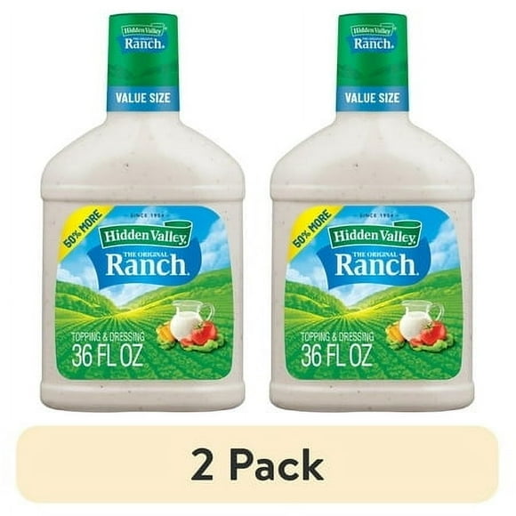 (2 pack) Hidden Valley Gluten Free Keto-Friendly Original Ranch Salad Dressing and Topping, 36 fl oz Bottle