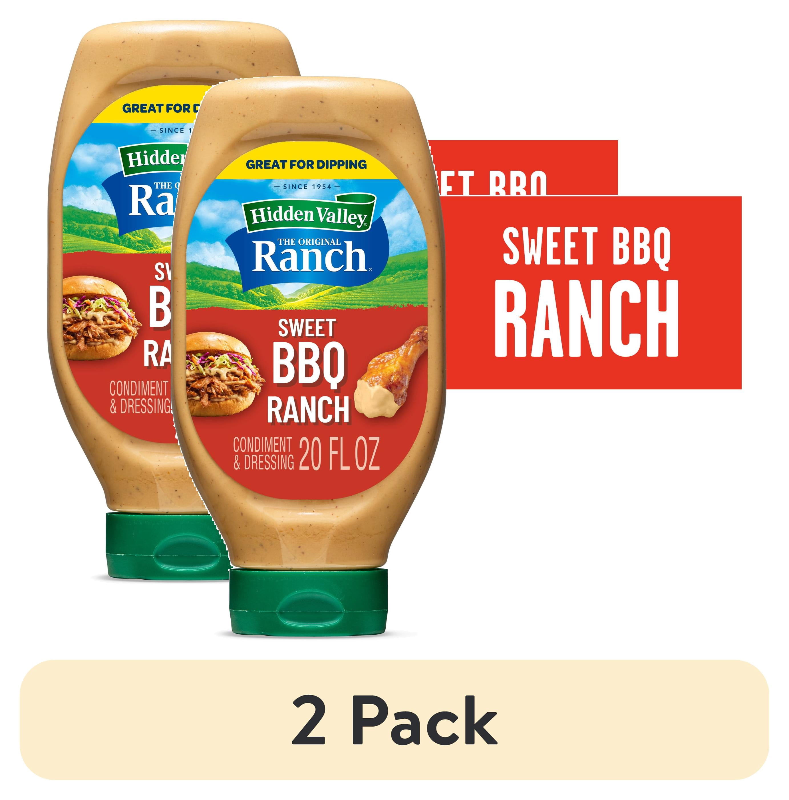 (2 pack) Hidden Valley Sweet BBQ Ranch Dip Sauce Condiment & Dressing, 20 fl oz Squeeze Bottle