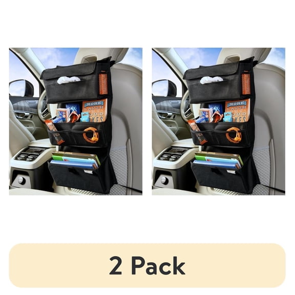 (2 pack) High Road Car Back Seat Organizer with Tissue Box Holder, Seatback Hanging Organizer, One Size