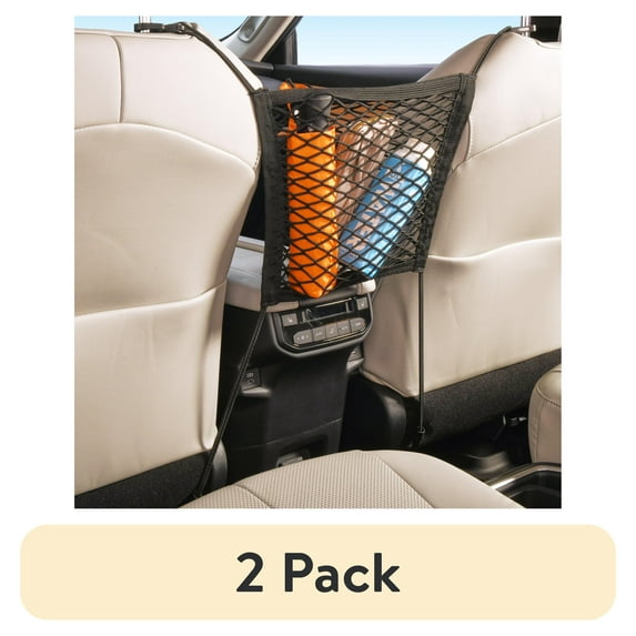 (2 pack) High Road Car Between Seat Organizer and Storage Net Pet Barrier with 2 Pockets