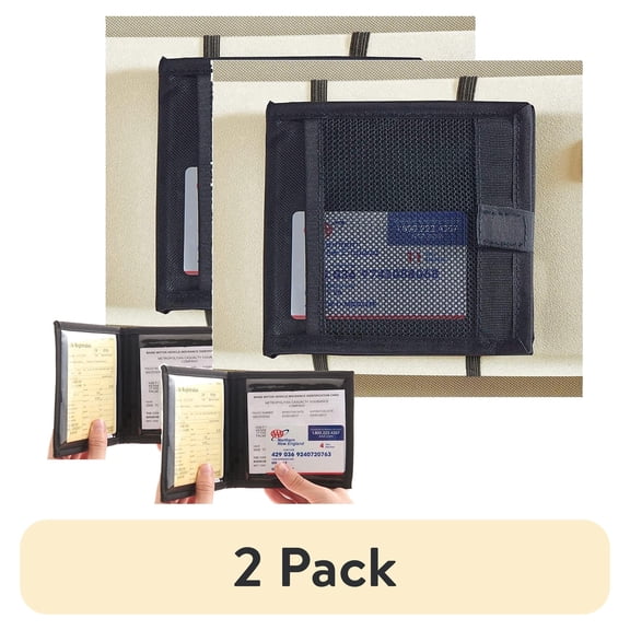 (2 pack) High Road Car Registration and Insurance Card Holder for Sun Visor, Glove Box or Console