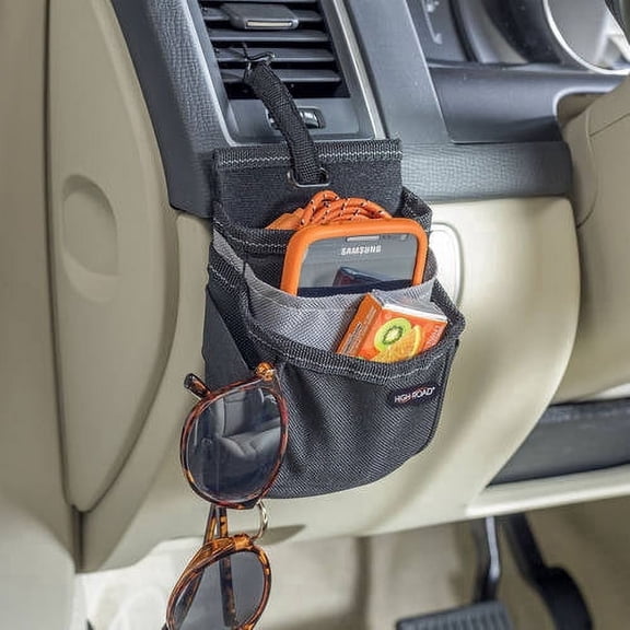 (2 pack) High Road DriverPockets Car Phone Holder - Air Vent Phone Pouch with 3 Pockets and Charging Cord Port