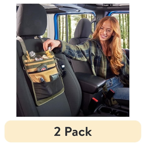 (2 pack) High Road Passenger Seat Organizer with Multipurpose Trash Bin and Front and Back Storage Pockets