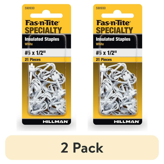 (2 pack) Fas-n-tite Insulated Staples, #5 x 1/2", Steel, Painted, White, 25 pack
