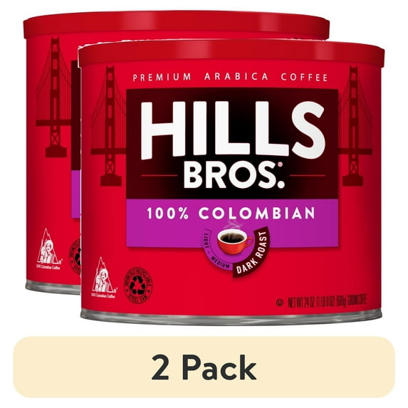 (2 pack) Hills Bros.® Colombian Dark Roast Premium Arabica, Ground Coffee, 24 oz Can