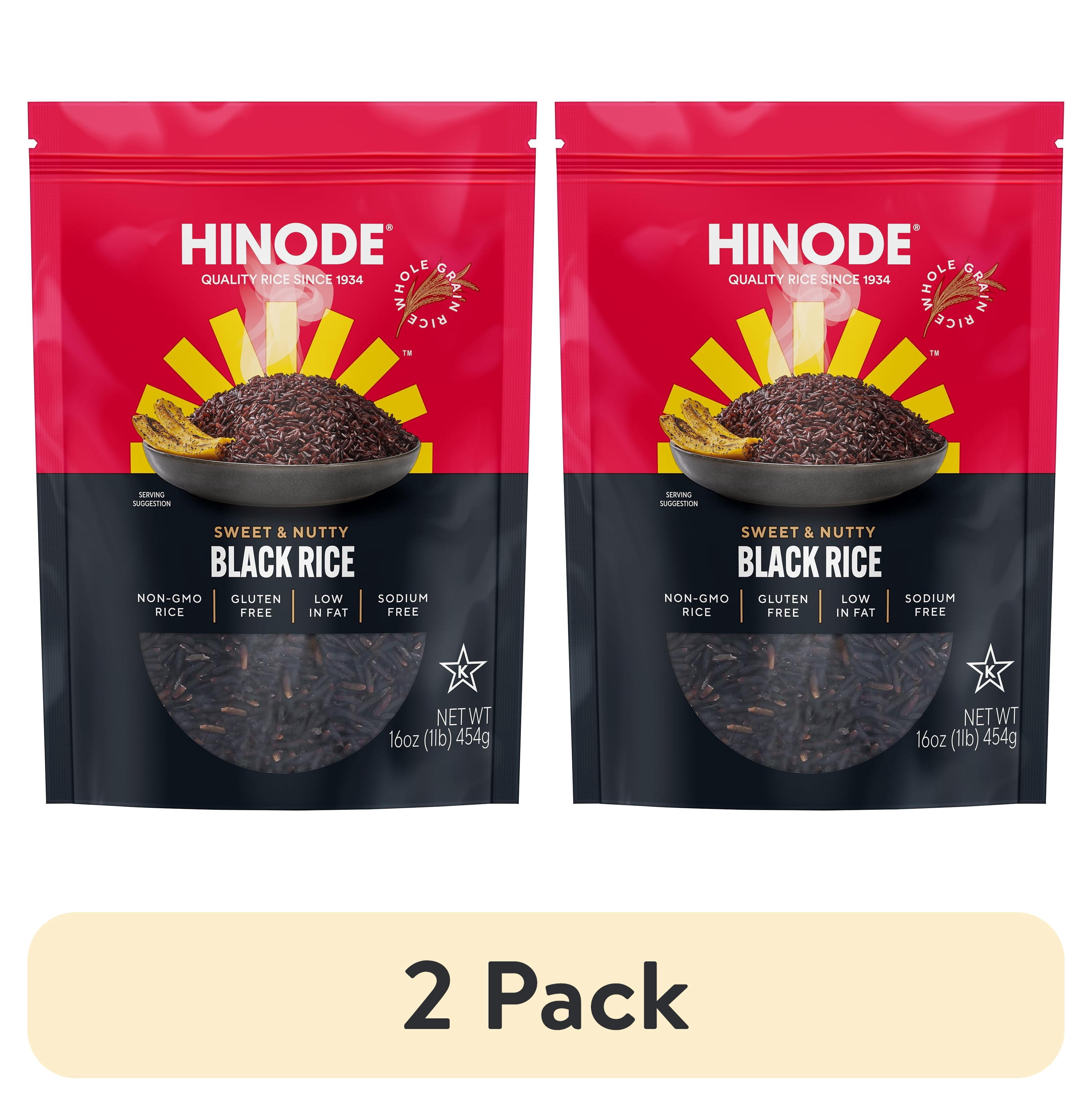 (2 pack) Hinode Sweet & Nutty Black Rice, 16 oz Bag – Whole Grain, Gluten-Free Rice for Bowls, Salads & Stir-Fries