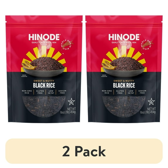 (2 pack) Hinode Sweet & Nutty Black Rice, 16 oz Bag – Whole Grain, Gluten-Free Rice for Bowls, Salads & Stir-Fries