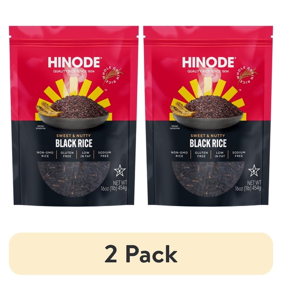 (2 pack) Hinode Sweet & Nutty Black Rice, 16 oz Bag – Whole Grain, Gluten-Free Rice for Bowls, Salads & Stir-Fries