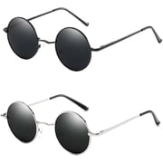 2 pack Hippie Round Sunglasses for Women Men Small Circle Sun Glasses Polarized Protection